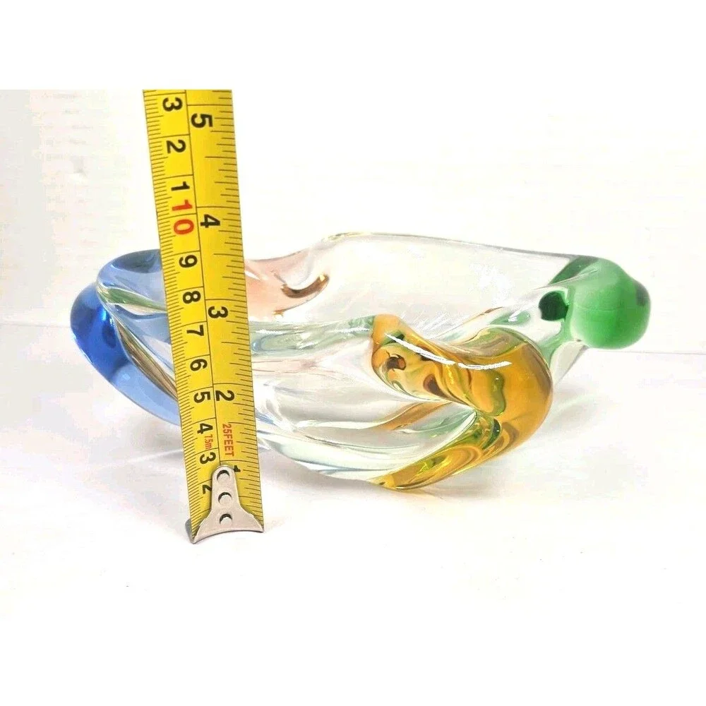 Vintage Czech Art Glass Vase by Frantisek Zemek Mid-century glass trinket bowl